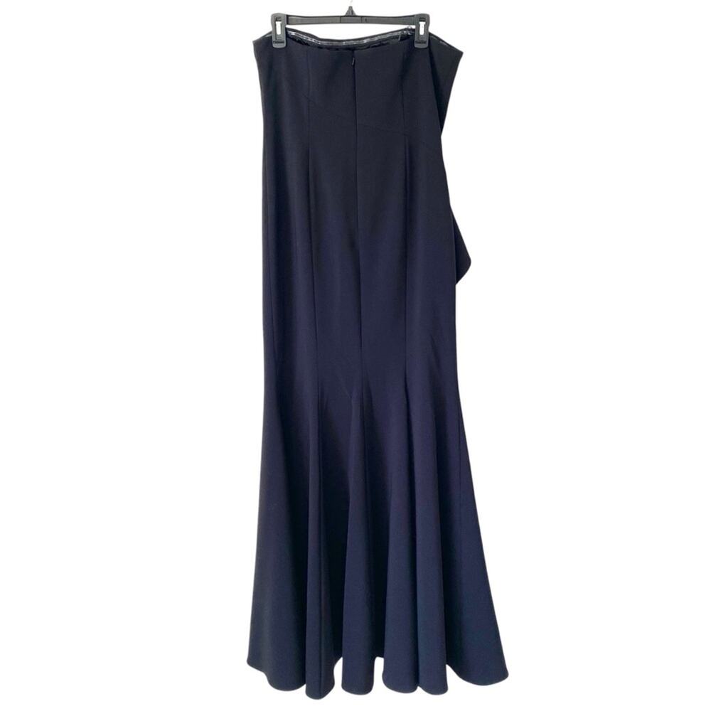 Jay Godfrey Allman Black Strapless Ruffle Gown Side Slit lined in satin size 12 - Picture 7 of 9